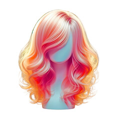 colored wig isolated on transparent background