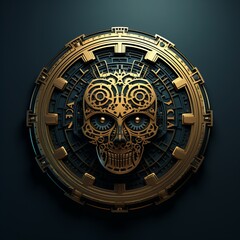 Fototapeta na wymiar a gold skull in a circle
