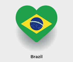 Brazil flag heart shape country icon vector illustration