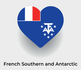 French Southern and Antarctic Lands flag heart shape country icon vector illustration