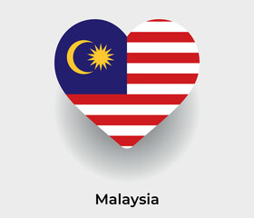 Malaysia flag heart shape country icon vector illustration