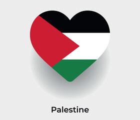 Palestine flag heart shape country icon vector illustration