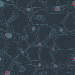 Psychedelic seamless pattern with  line big eyes. The artwork for cover sheet, print, fashion