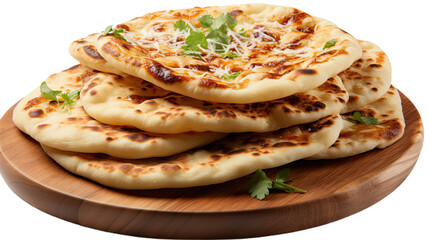 Indian Naan Bread. Isolated on Transparent background.