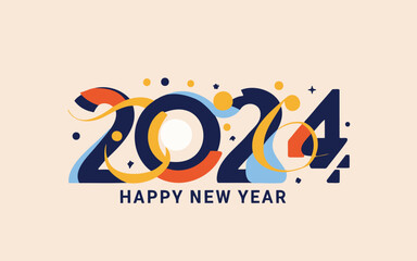 Happy new year 2024 vector illustration - obrazy, fototapety, plakaty