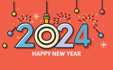 Happy new year 2024 vector illustration