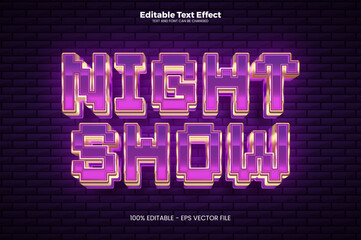 Night Show editable text effect in modern trend style