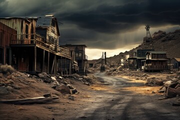 Ghost town with mysterious stories and hidden treasures - obrazy, fototapety, plakaty
