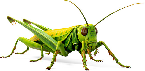 green grasshopper / locust on white background - obrazy, fototapety, plakaty