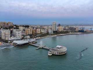 Obraz premium Aerial View of Ventus Harbor at Dusk- Durres, Albania