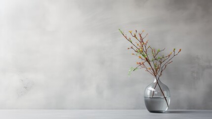 Blooming decorative twig in a glass vase