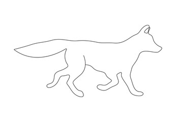 Continuous single line drawing of cute fox. Isolated on white background vector illustration. Premium vector.