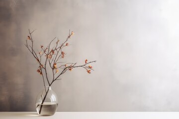Blooming decorative twig in a glass vase