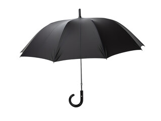 Elegant Open Black Umbrella, isolated on a transparent or white background