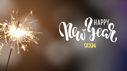 Happy New Year banner. Holiday party Background  Horizontal poster, greeting cards, headers, website banner with lights, confetti, balloons, and serpentine
