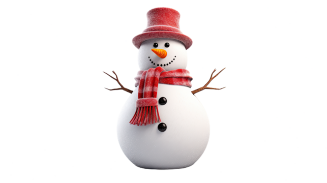 Snowman. Isolated on Transparent background.