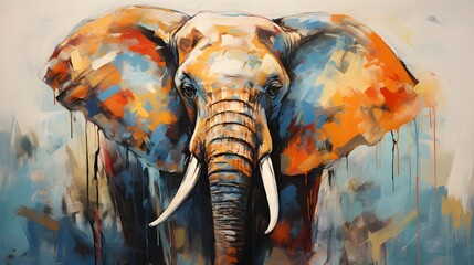 elephant painting on wall - obrazy, fototapety, plakaty