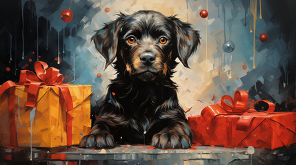 "Gifted Presence"
Amidst the holiday glow, a furry friend captures the heart with eyes full of festive wonder.