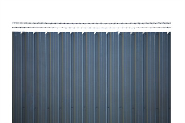 metal fence with wire isolated on white