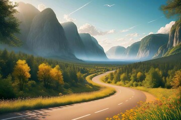 Illustration of a Beautiful Cinematic Nature Scenery