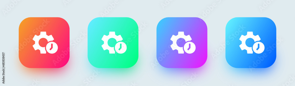 Poster working solid icon in square gradient colors. development signs vector illustration.