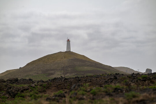 Reykjanesviti lighthouse on valahnukur on reykjanes penisula in iceland