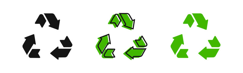 Recycle vector icon set. Recycled signs. Set of recycling icons. Recycle logo symbol.