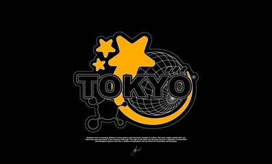 Streetwear "Tokyo" Y2K Logo design with star
