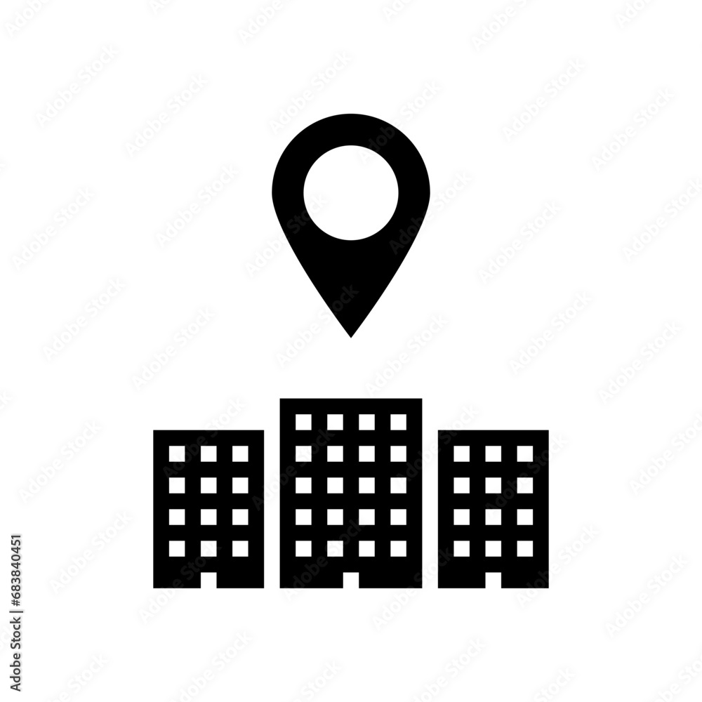 Poster office map location glyph icon vector. office map location sign. isolated symbol illustration