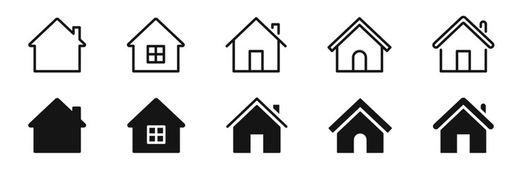 Home icon set. House icon collection. Real estate icons. Home symbols