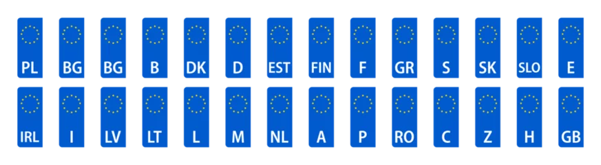 Fototapeten European car licence plaates. Europe Car Licence Plates. Numberplate vector icons. Euro Car registration numbers. © 11ua