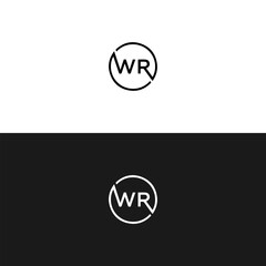 WR logo. W R design. White WR letter. WR, W R letter logo design. Initial letter WR linked circle uppercase monogram logo. W R letter logo vector design.