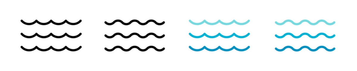  Wave icon set. Vector waves. Sea waves . Water wave vector icons. Blue waves set.