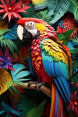 Obraz premium Colorful papercraft parrot