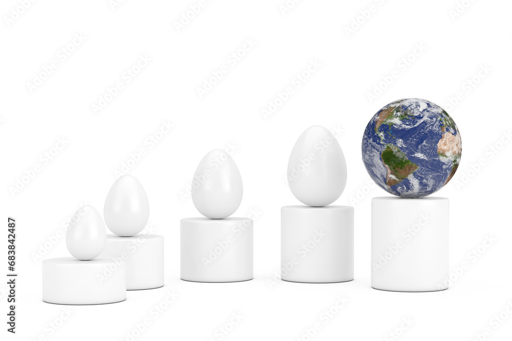 Leinwandbilder earth born concept. eggs and earth globe over progress bar graphs. elements of this image furnished 