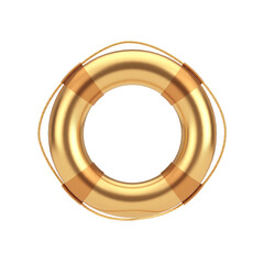 Golden Lifebuoy Ring. 3d Rendering