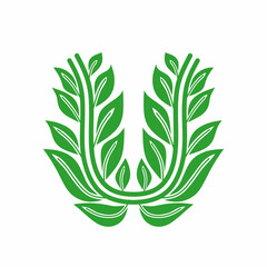 Vector illustration design of leaves in the shape of the letter U