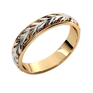 engagement wedding ring isolated on transparent background,  gold ring, clipping path, png file 