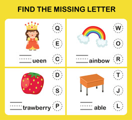 Find the missing letter.Education game for kids