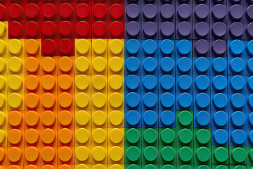 Colorful toy bricks for wallpaper, background and backdrop