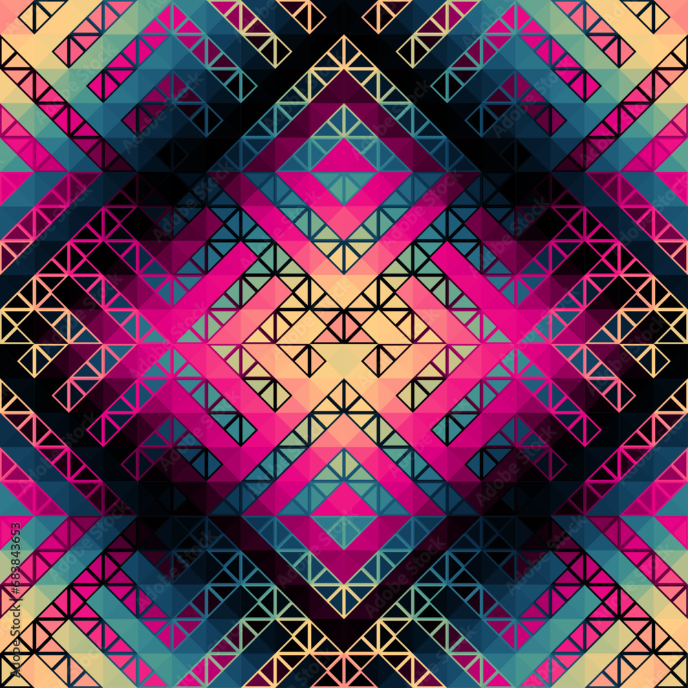 Aufkleber colorful aztec fabric, wallpaper and home decor. abstract seamless tileable pattern. triangles aztec