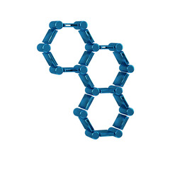Blue Chemical formula icon isolated on transparent background. Abstract hexagon for innovation medicine, health, research and science.