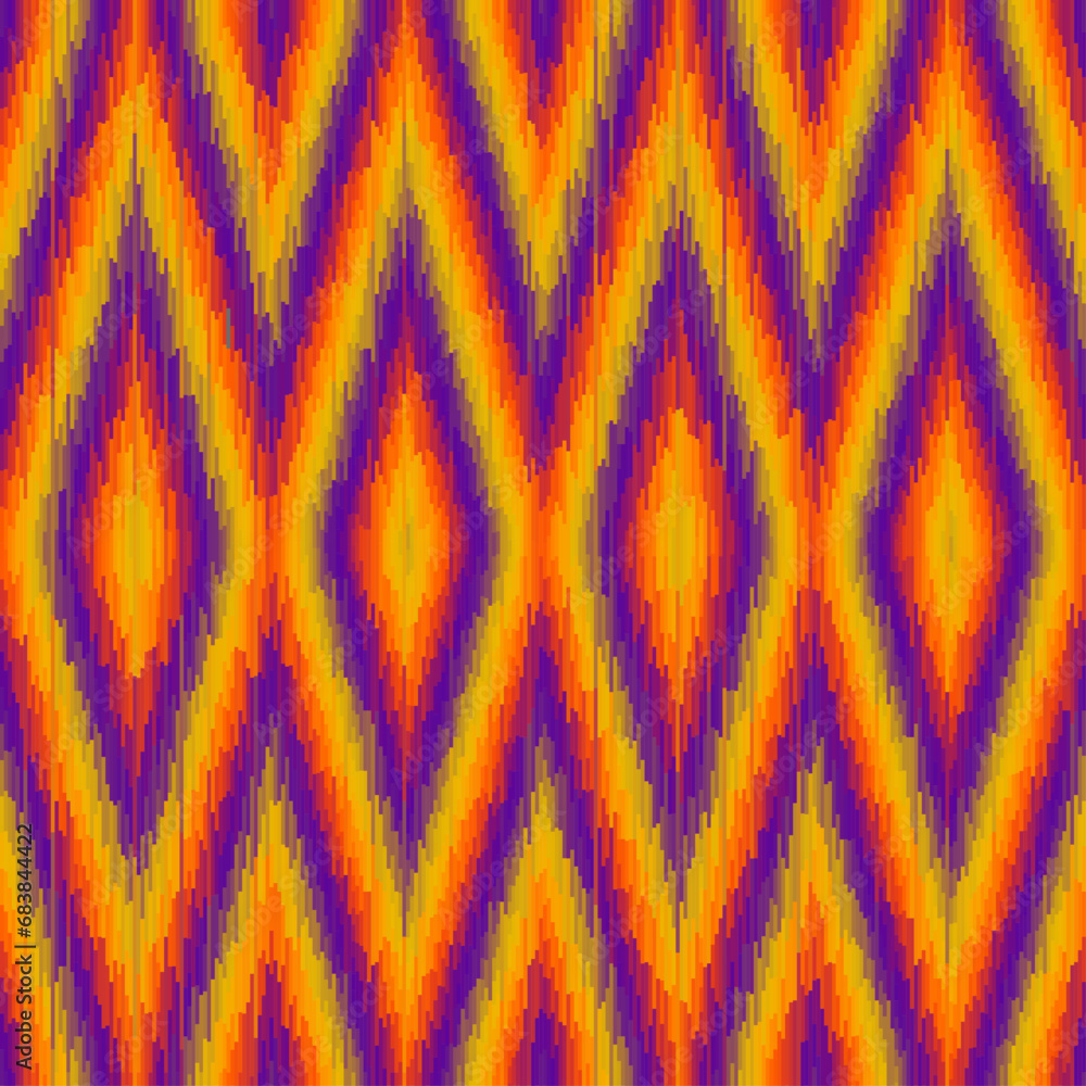 Poster Seamless striped pattern in Aztec style. Folk embroidery.. Aztec ikat style. Seamless vector image. Thin lines