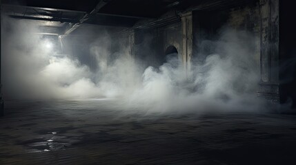 smoke coming out from a dark floor, in the style of post-apocalyptic backdrops, 
