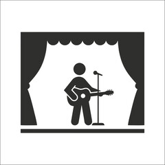 Person playing guitar on a stage icon