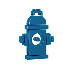 Blue Fire hydrant icon isolated on transparent background.