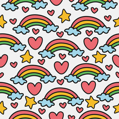 Rainbow illustration cartoon pattern design vector