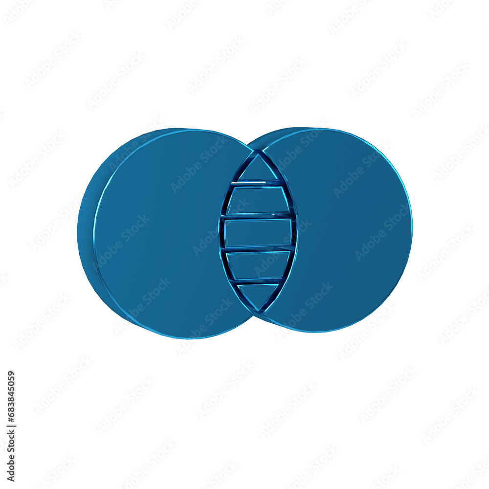 Poster blue mathematics sets a and b icon isolated on transparent background. symmetric difference.