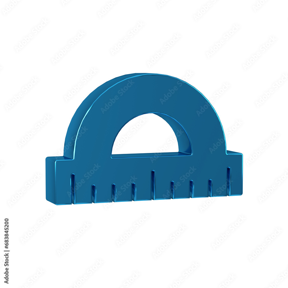 Poster blue protractor grid for measuring degrees icon isolated on transparent background. tilt angle meter