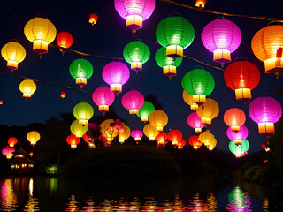 Enchanted Skylights: Whimsical Lantern Festival in the Magical Realm, Generative AI